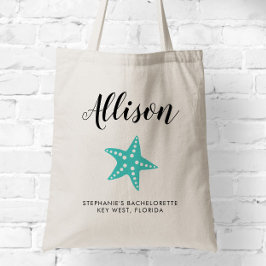 Turquoise Starfish Bridesmaid Tote Bag für Hochzei Tragetasche