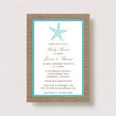 Turquoise Starfish Burlap Beach Baby Dusche Einladung