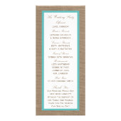 Turquoise Starfish Burlap Beach Hochzeitsprogramm Werbekarte (Hinten)
