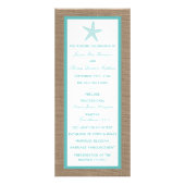 Turquoise Starfish Burlap Beach Hochzeitsprogramm Werbekarte (Vorne)