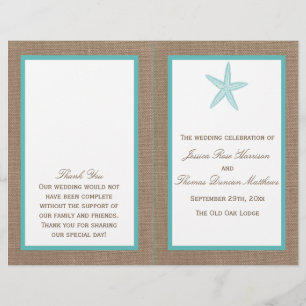 Turquoise Starfish Burlap Beach Wedding Collection