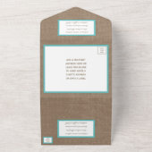Turquoise Starfish Burlap Beach Wedding Collection All In One Einladung (Außenbereich)
