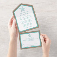 Turquoise Starfish Burlap Beach Wedding Collection