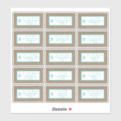 Turquoise Starfish Burlap Beach Wedding Collection Aufkleber (Blatt)