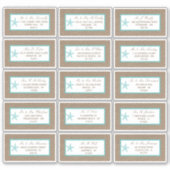 Turquoise Starfish Burlap Beach Wedding Collection Aufkleber (Vorderseite)