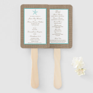 Turquoise Starfish Burlap Beach Wedding Collection Fächer