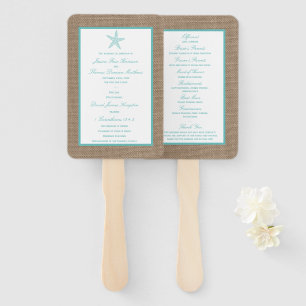 Turquoise Starfish Burlap Beach Wedding Collection Fächer