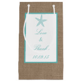 Turquoise Starfish Burlap Beach Wedding Collection Kleine Geschenktüte (Vorderseite)