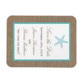 Turquoise Starfish Burlap Beach Wedding Collection Magnet (Horizontal)