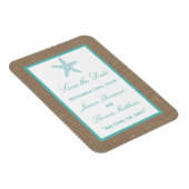 Turquoise Starfish Burlap Beach Wedding Collection Magnet (Rechte Seite)