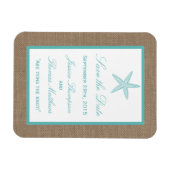 Turquoise Starfish Burlap Beach Wedding Collection Magnet (Horizontal)