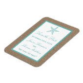 Turquoise Starfish Burlap Beach Wedding Collection Magnet (Linke Seite)