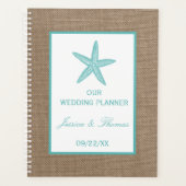 Turquoise Starfish Burlap Beach Wedding Collection Planer (Vorderseite)