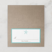 Turquoise Starfish Burlap Beach Wedding Collection Platzkarte (Außenseite Aufgefaltet)