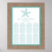 Turquoise Starfish Burlap Beach Wedding Collection Poster (Vorne)