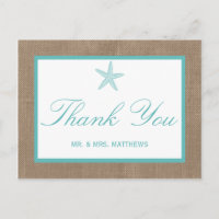 Turquoise Starfish Burlap Beach Wedding Collection