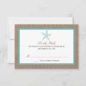 Turquoise Starfish Burlap Beach Wedding Collection RSVP Karte (Vorderseite)