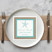 Turquoise Starfish Burlap Beach Wedding Collection Serviette