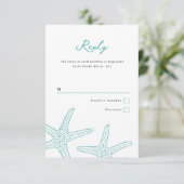 Turquoise Starfish Response Card RSVP Karte (Stehend Vorderseite)