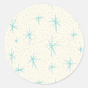 Turquoise Sternenexplosion Rund Sticker im Space A