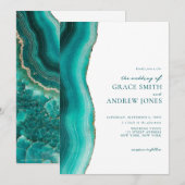Turquoise Stone Agate Marble Wedding Einladung (Vorne/Hinten)