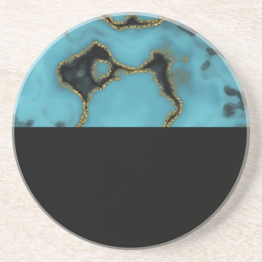 Turquoise Stone Gold und Black Getränkeuntersetzer (Vorne)