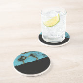 Turquoise Stone Gold und Black Getränkeuntersetzer (Seite)