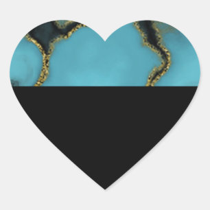 Turquoise Stone Gold und Black Herz-Aufkleber