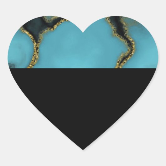 Turquoise Stone Gold und Black Herz-Aufkleber (Vorderseite)