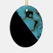 Turquoise Stone Gold und Black Keramik Ornament (Rechts)