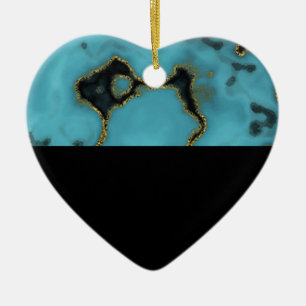 Turquoise Stone Gold und Black Keramik Ornament
