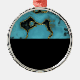 Turquoise Stone Gold und Black Ornament Aus Metall