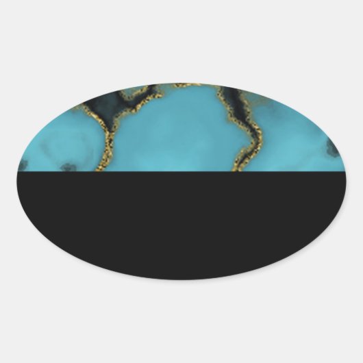 Turquoise Stone Gold und Black Ovaler Aufkleber (Vorderseite)