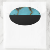 Turquoise Stone Gold und Black Ovaler Aufkleber (Tasche)