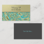 Turquoise Stone Rustic Wood Schlicht Business Card Visitenkarte (Vorne/Hinten)