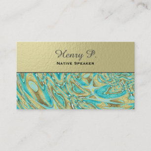 Turquoise Stone Rustic Wood Schlicht Business Card Visitenkarte