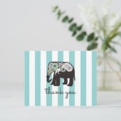 Turquoise Stripe Paisley Elephant Vielen Dank Postkarte (Stehend Vorderseite)