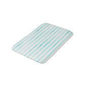 Turquoise Stripes Coastal Bath Mat Badematte (Schrägansicht)