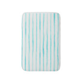 Turquoise Stripes Coastal Bath Mat Badematte (Vorderseite Vertikal)