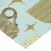 Turquoise Teacup Muster Mitte des Jahrhunderts Tischdecke (Schrägansicht)