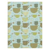 Turquoise Teacup Muster Mitte des Jahrhunderts Tischdecke (Vorderseite)