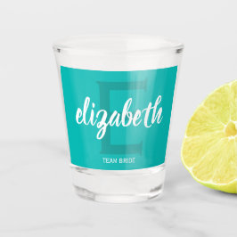 Turquoise Team Bride Personalisiert Schnapsglas