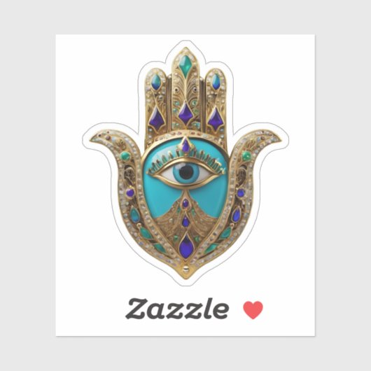 Turquoise Third Eye Hamsa Aufkleber (Blatt)