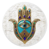 Turquoise Third Eye Hamsa Keramikknauf (Vorderseite)