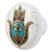 Turquoise Third Eye Hamsa Keramikknauf (Rechts)