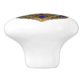 Turquoise Third Eye Hamsa Keramikknauf (Seitenansicht)