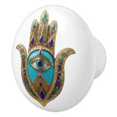 Turquoise Third Eye Hamsa Keramikknauf (Rechts)