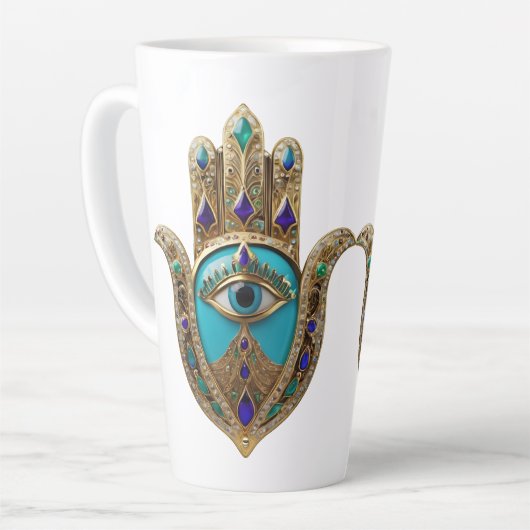 Turquoise Third Eye Hamsa Milchtasse (Linke Ecke)