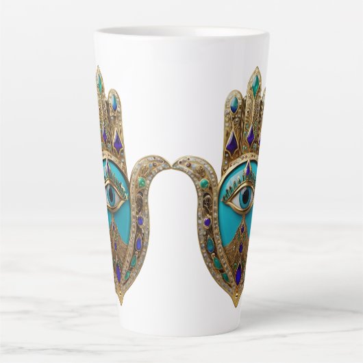 Turquoise Third Eye Hamsa Milchtasse (Vorderseite)