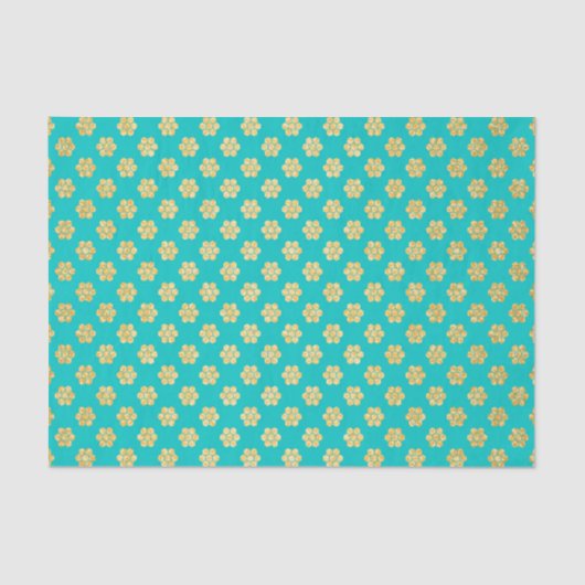 Turquoise Tiffany and Gold Daisy Blume Sparkle Seidenpapier (Vorderseite)
